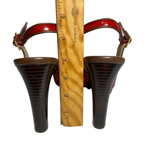 TAHARI Red Parent / Leather Sling Back Size 8M Women's Shoes With Brown Toe Cap - Picture 13 of 15